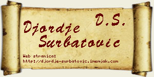 Đorđe Šurbatović vizit kartica